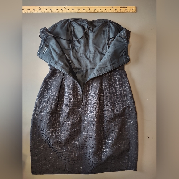 Max & Cleo Black Strapless Textured Pattern Dress - Picture 6 of 10